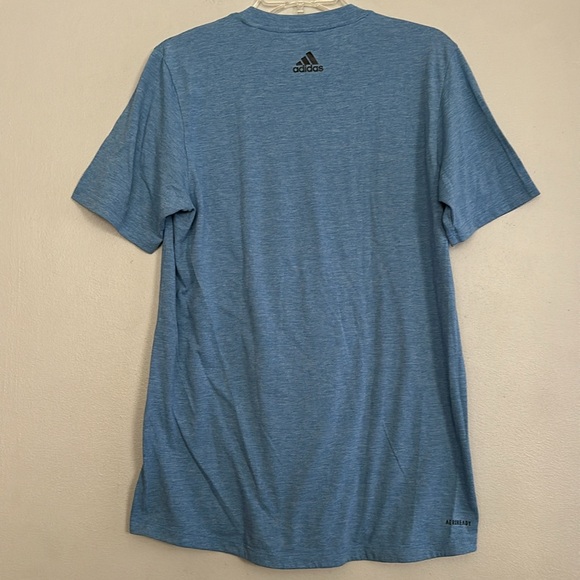 Adidas men blue heather Aeroready graphic tshirt for running, hiking or work out - Picture 6 of 9
